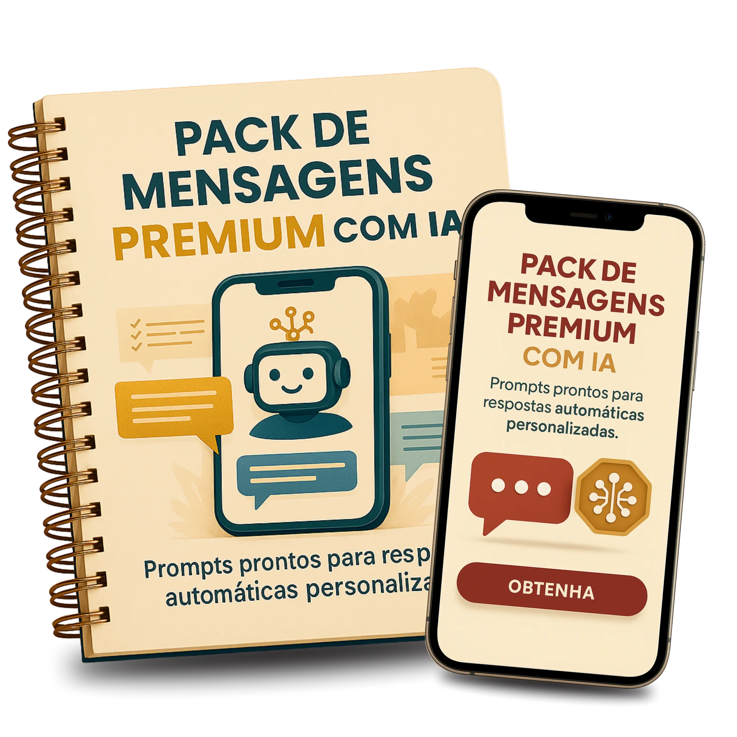 Mockup do Pack de Mensagens Premium com IA