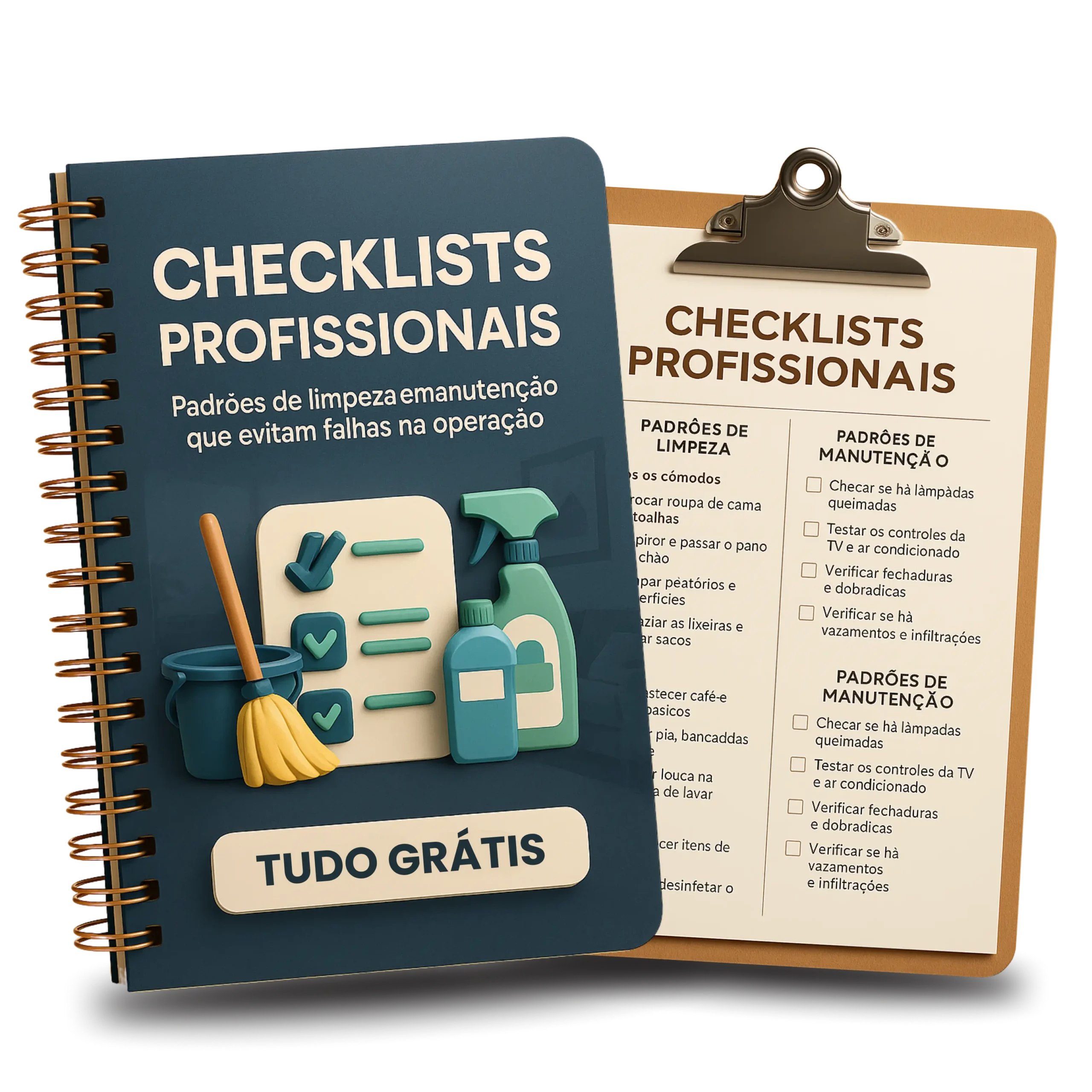 Mockup dos Checklists de Limpeza e Manutenção