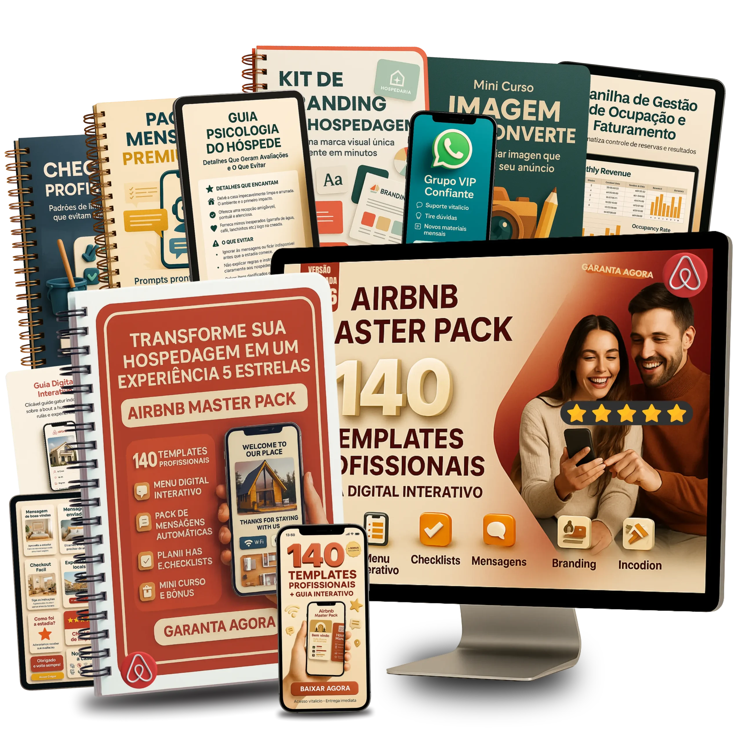 Airbnb Master Pack — 140 templates, guia clicável, mensagens e gestão