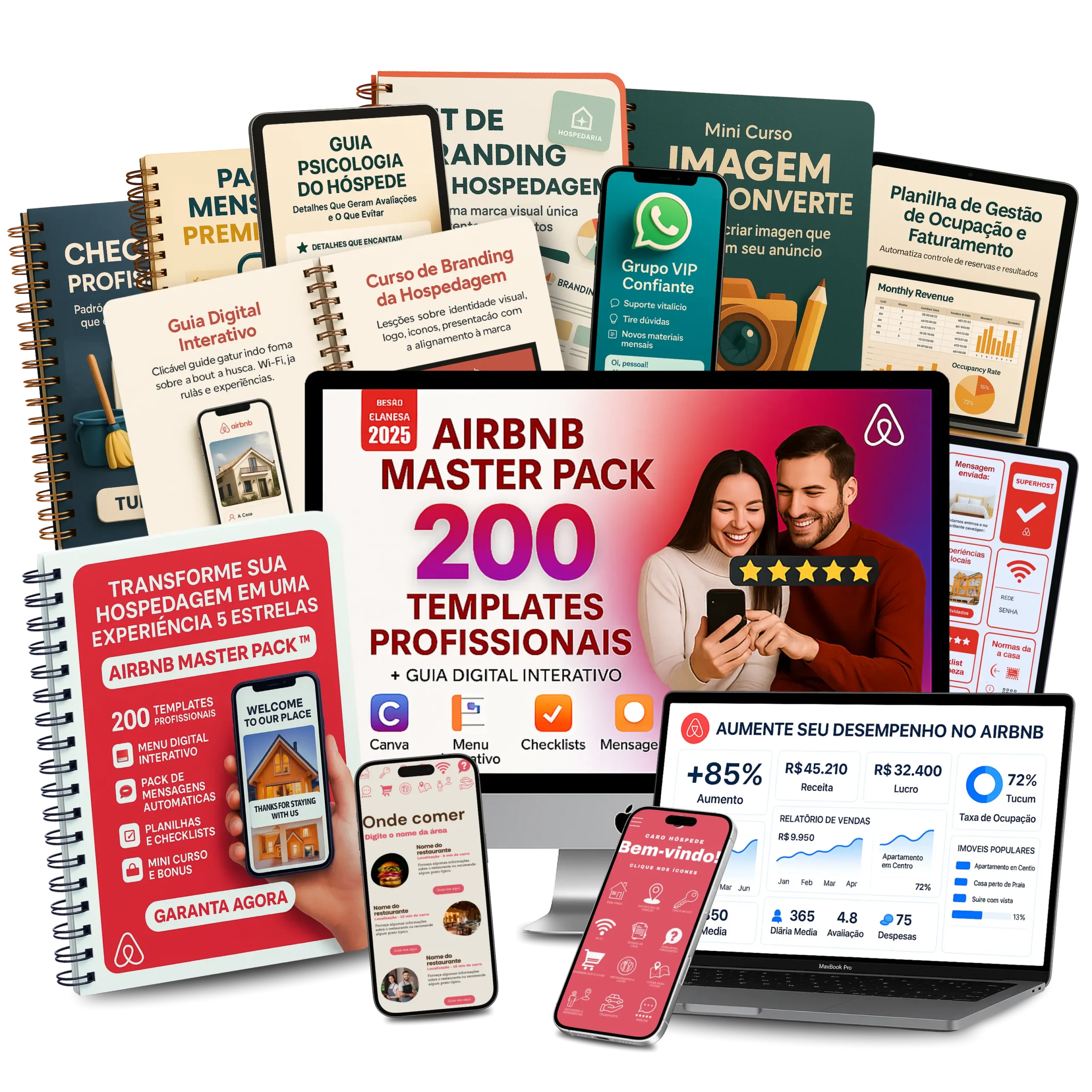 Airbnb Master Pack — 140 templates, guia clicável, mensagens e gestão