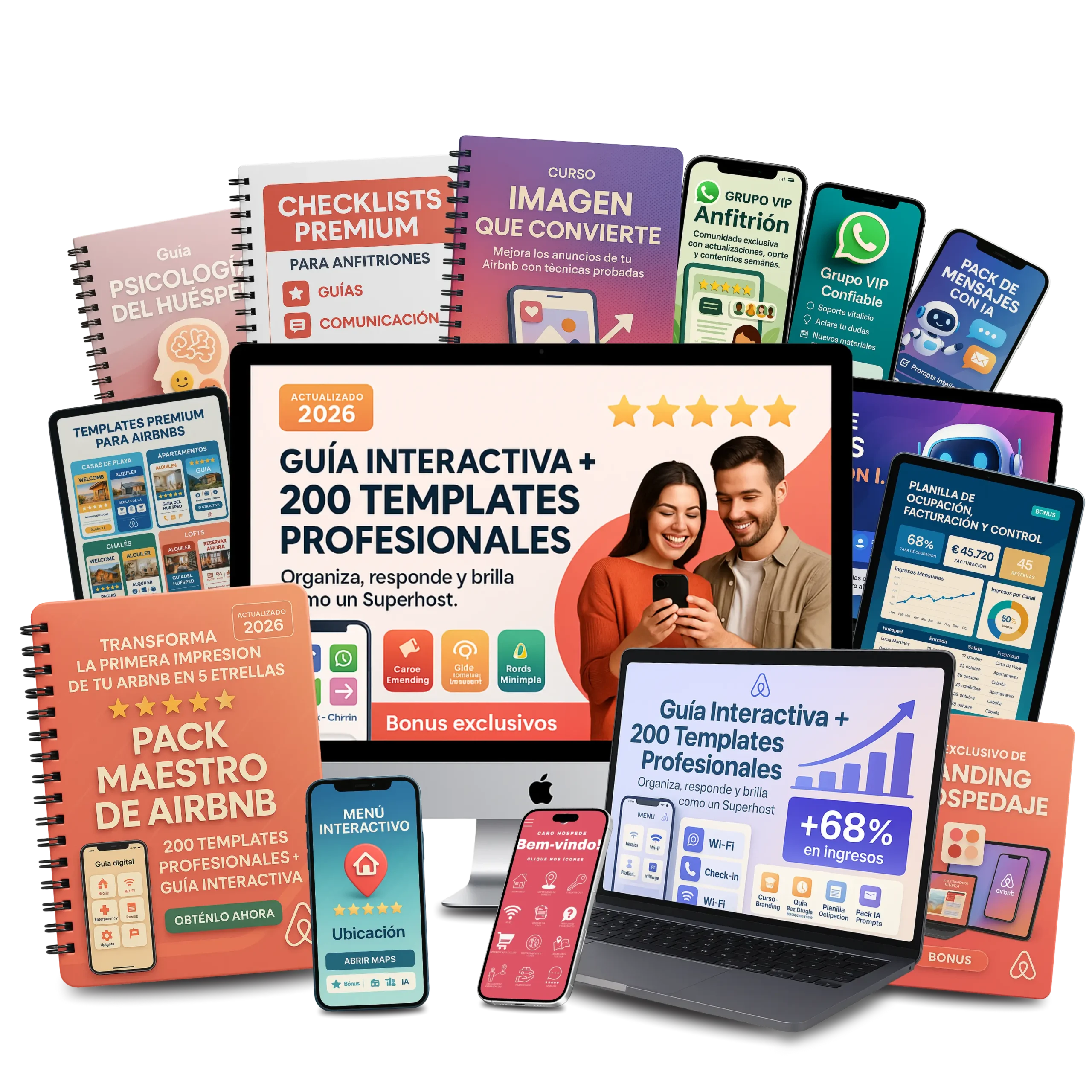 Airbnb Master Pack — 140 plantillas, guía clicable, mensajes y gestión