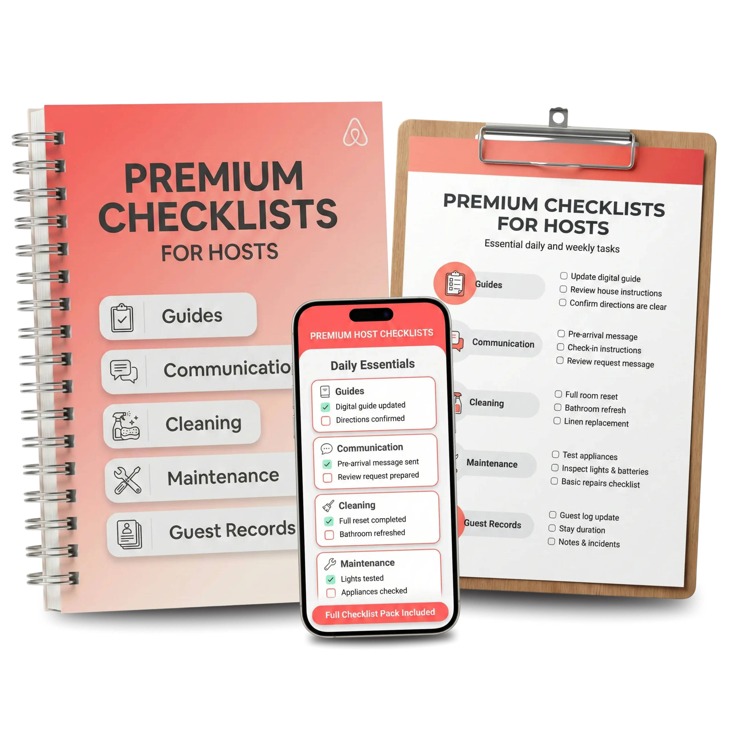 Mockup of the Cleaning and Maintenance Checklists