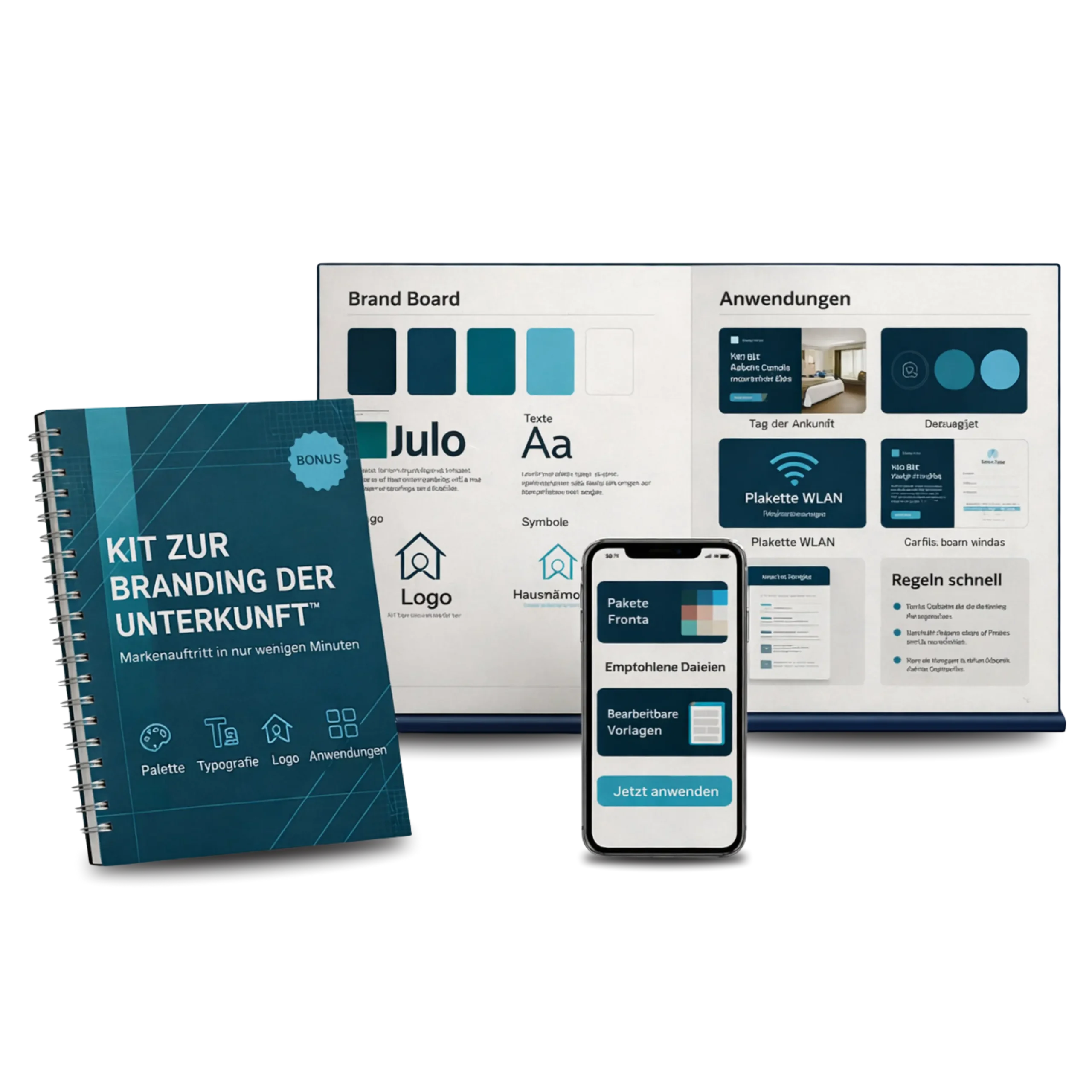 Mockup des Kit zur Branding der Unterkunft