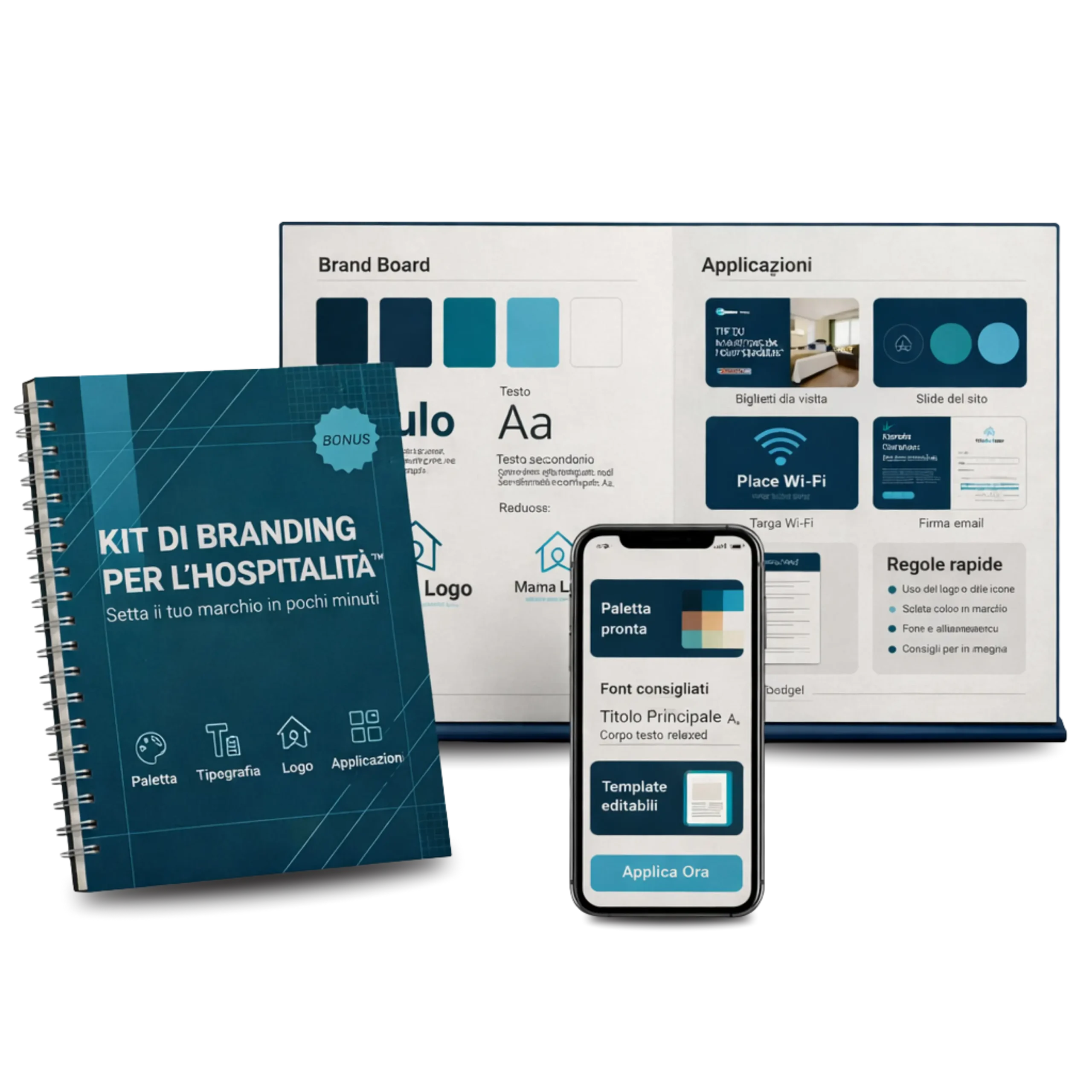 Mockup del kit di branding per l’ospitalità